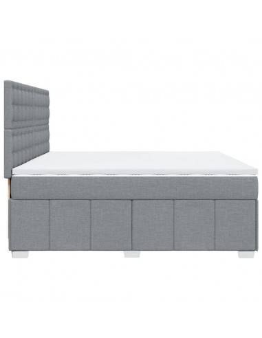 Giroletto a Molle con Materasso Grigio Chiaro 200x200cm Tessuto