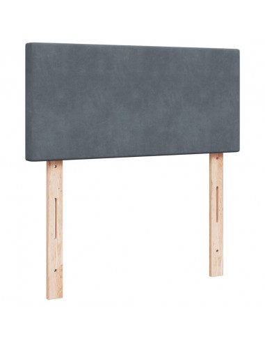 Letto a Molle con Materasso Grigio Scuro Singolo in Velluto