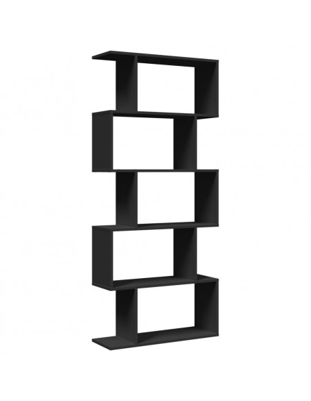 Libreria Divisorio 5 Ripiani Nera 70x24x161 cm in Truciolato