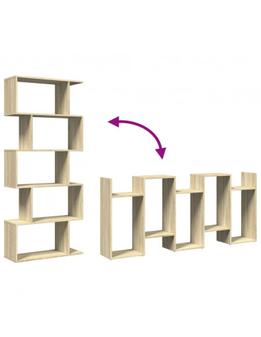 Libreria Divisorio 5 Ripiani Sonoma 70x24x161 cm in Truciolato