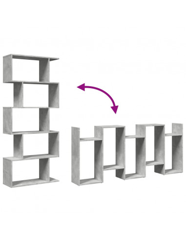 Libreria Divisorio 5Piani Grigio Cemento 70x24x161cm Truciolato