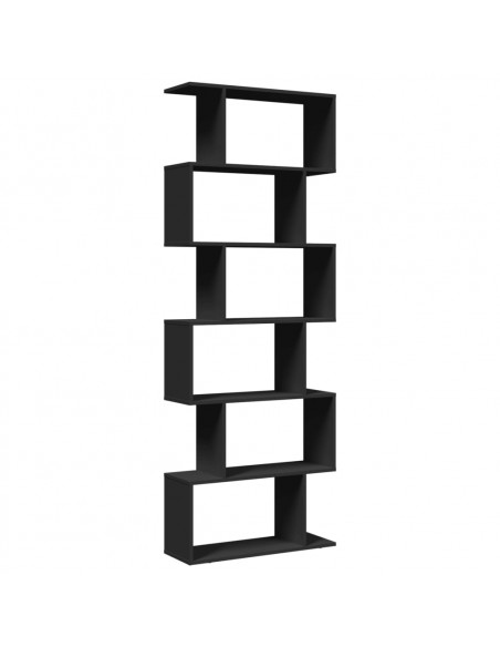 Libreria Divisorio 6 Ripiani Nera 70x24x193 cm in Truciolato