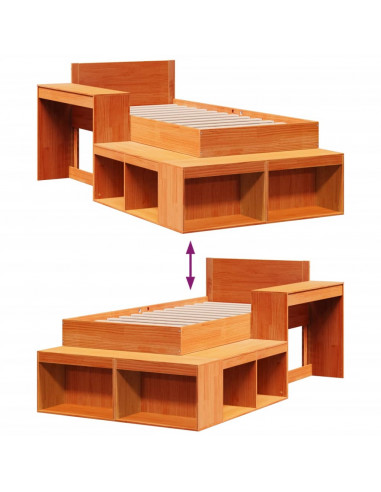 Letto senza Materasso Marrone Cera 75x190 cm in Legno di Pino