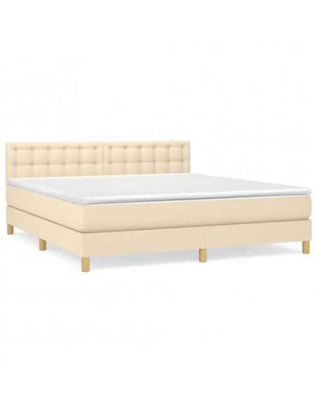 Giroletto a Molle con Materasso Crema 160x200 cm in Tessuto
