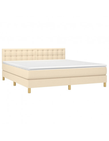 Giroletto a Molle con Materasso Crema 160x200 cm in Tessuto