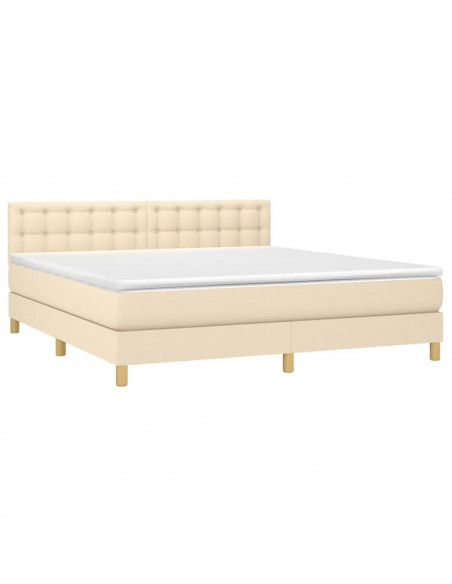 Giroletto a Molle con Materasso Crema 160x200 cm in Tessuto