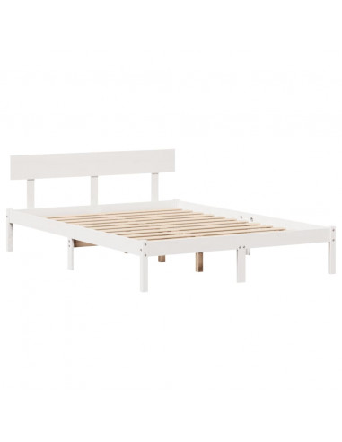 Letto senza Materasso Bianco 150x200 cm Legno Massello di Pino