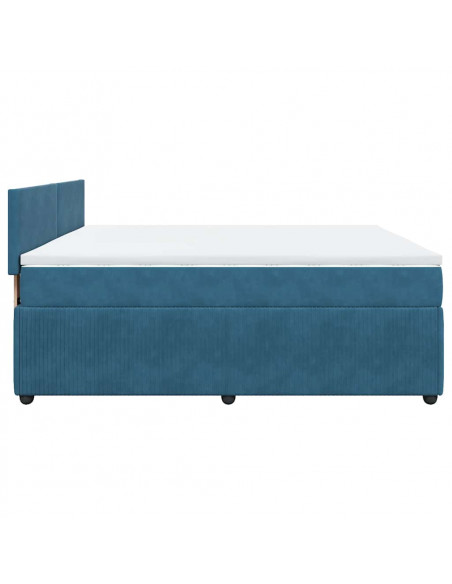 Giroletto a Molle con Materasso Blu 180x200 cm in Velluto