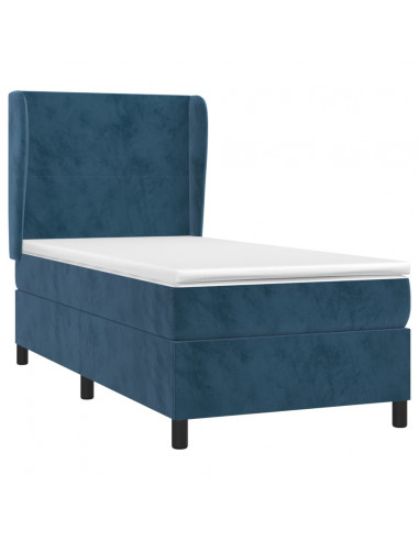 Giroletto a Molle con Materasso Blu Scuro 80x200 cm in Velluto