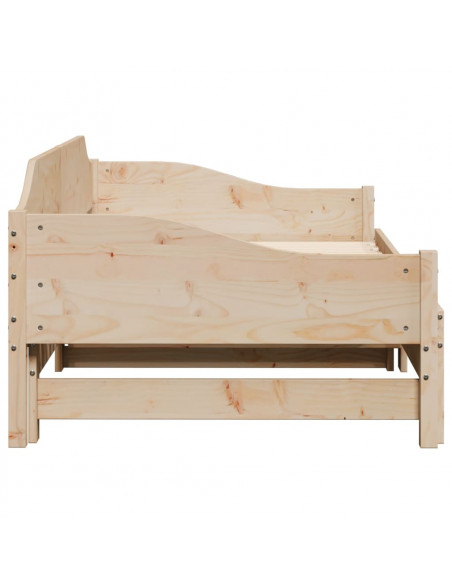 Divano Letto con Letto Estraibile 90x200cm Legno Massello Pino