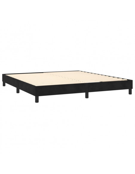 Letto a Molle con Materasso e LED Nero 160x200 cm in Velluto