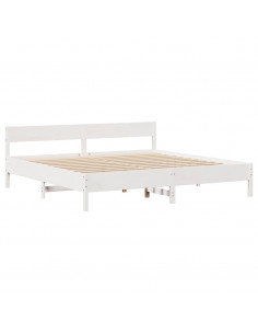 Letto senza Materasso Bianco 180x200 cm Legno Massello di Pino 2