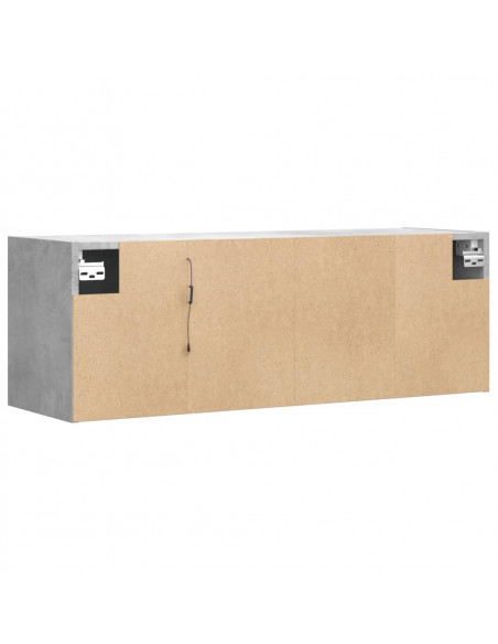 Mobile TV a Parete con Luci LED Grigio Cemento 100x31x35 cm