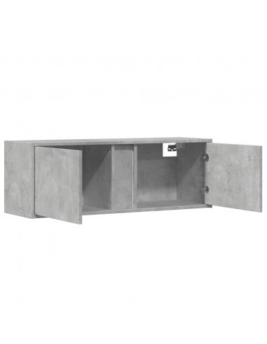 Mobile TV a Parete con Luci LED Grigio Cemento 100x31x35 cm