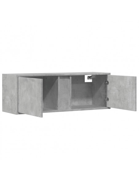 Mobile TV a Parete con Luci LED Grigio Cemento 100x31x35 cm