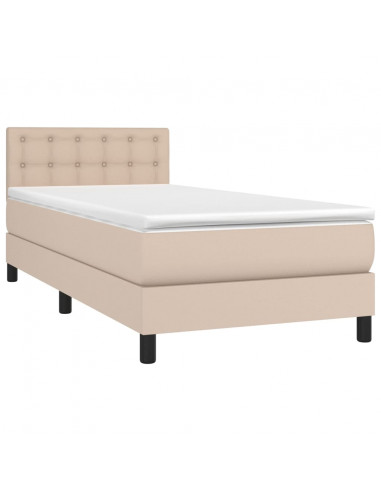 Giroletto Molle Materasso e LED Cappuccino 90x200 cm Similpelle