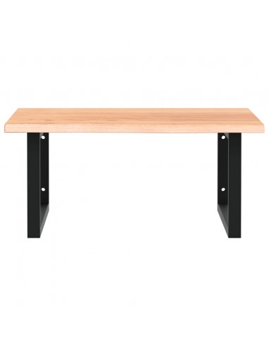 Ripiano a Parete per Lavabo in Acciaio e Massello di Rovere