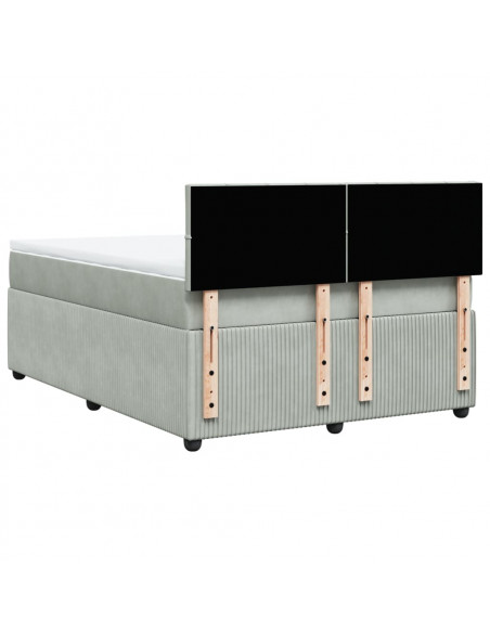 Giroletto a Molle con Materasso Grigio Chiaro 140x200cm Velluto