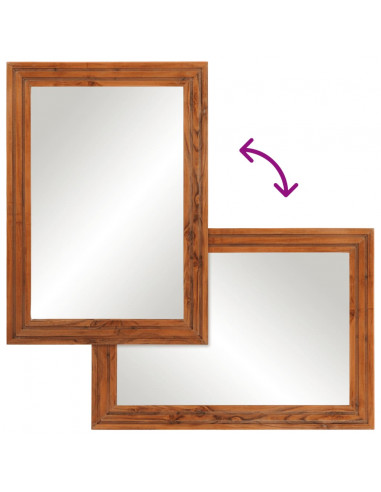 Specchio da Bagno 50x70 cm in Legno Massello di Acacia e Vetro