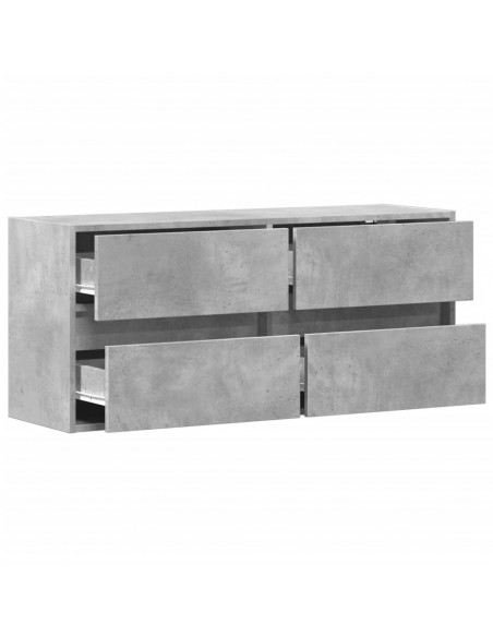 Mobile TV a Parete con Luci LED Grigio Cemento 100x31x45 cm