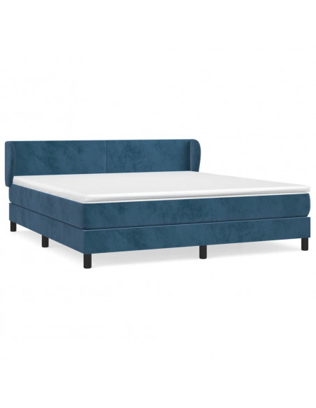 Giroletto a Molle con Materasso Blu Scuro 160x200 cm in Velluto