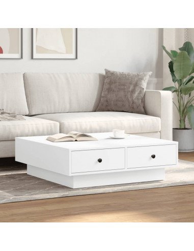 Tavolino da Salotto Bianco 90x90x28 cm in Truciolato