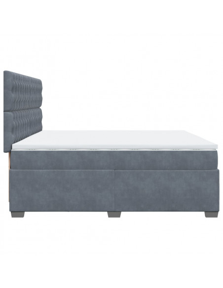 Giroletto a Molle con Materasso Grigio Scuro 200x200 cm Velluto