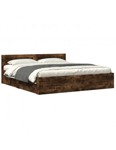 Giroletto con Testiera Rovere Fumo 180x200 cm Legno Multistrato