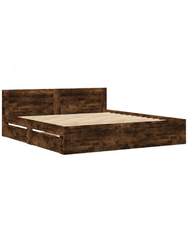 Giroletto con Testiera Rovere Fumo 180x200 cm Legno Multistrato