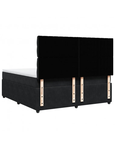 Giroletto a Molle con Materasso Nero 180x200 cm in Velluto