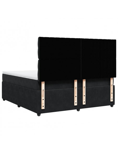 Giroletto a Molle con Materasso Nero 180x200 cm in Velluto