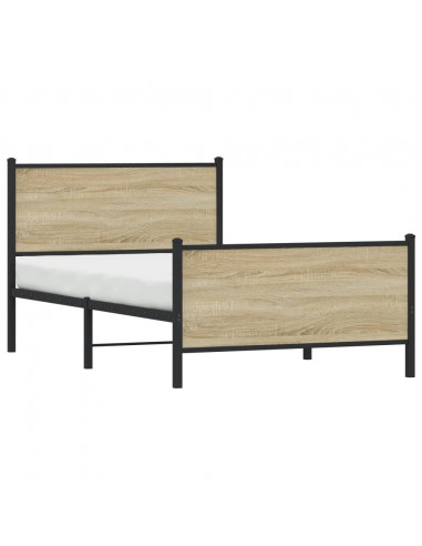 Giroletto con Testiera&Pediera Metallo Rovere Sonoma 100x200 cm