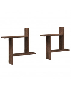 Mensole da Parete 2pz Rovere Marrone 50x12x50 cm in Truciolato 2