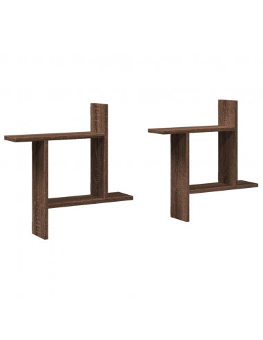 Mensole da Parete 2pz Rovere Marrone 50x12x50 cm in Truciolato