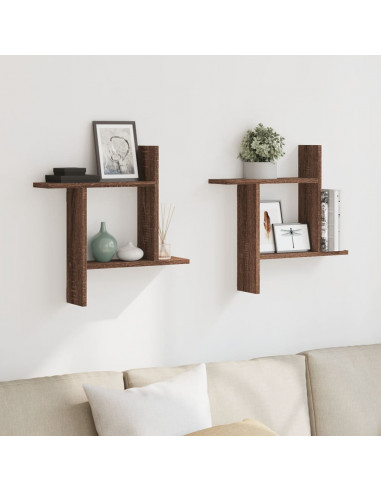 Mensole da Parete 2pz Rovere Marrone 50x12x50 cm in Truciolato