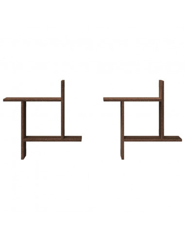 Mensole da Parete 2pz Rovere Marrone 50x12x50 cm in Truciolato