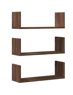 Mensole da Parete 3pz Rovere Marrone 58x18x18 cm in Truciolato 2