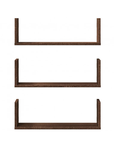 Mensole da Parete 3pz Rovere Marrone 58x18x18 cm in Truciolato