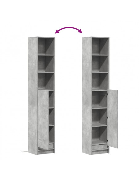 Credenza con LED Grigio Cemento 36x32,5x200cm Legno Multistrato