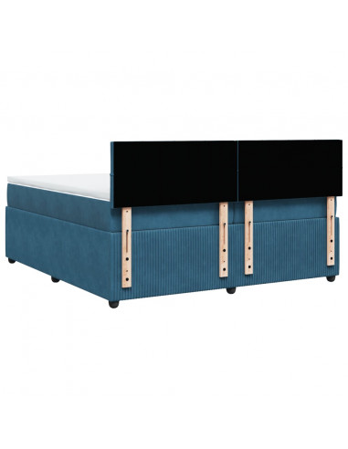 Giroletto a Molle con Materasso Blu 200x200 cm in Velluto