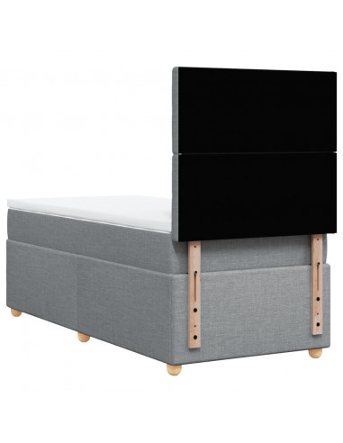 Giroletto a Molle con Materasso Grigio Chiaro 90x200 cm Tessuto