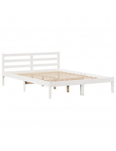 Letto senza Materasso Bianco 150x200 cm Legno Massello di Pino 2
