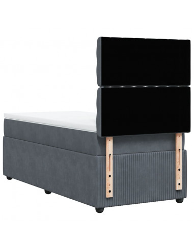 Giroletto a Molle con Materasso Grigio Scuro 80x200 cm Velluto