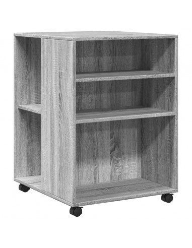 Tavolino con Ruote Grigio Sonoma 55x60x78 cm in Truciolato