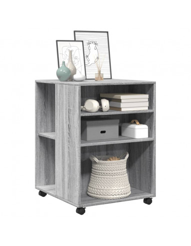 Tavolino con Ruote Grigio Sonoma 55x60x78 cm in Truciolato