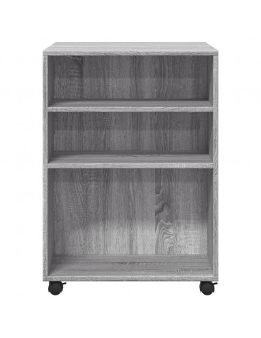 Tavolino con Ruote Grigio Sonoma 55x60x78 cm in Truciolato