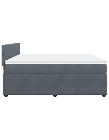 Giroletto a Molle con Materasso Grigio Scuro 180x200 cm Velluto