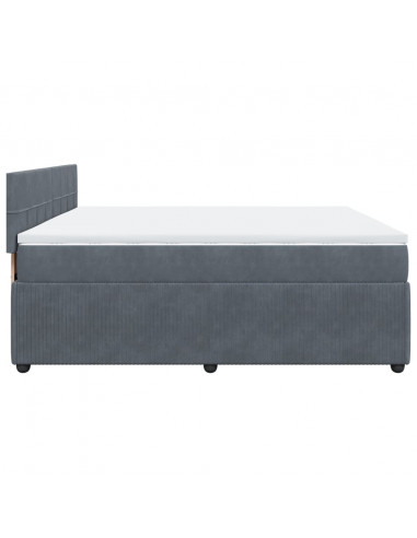 Giroletto a Molle con Materasso Grigio Scuro 180x200 cm Velluto