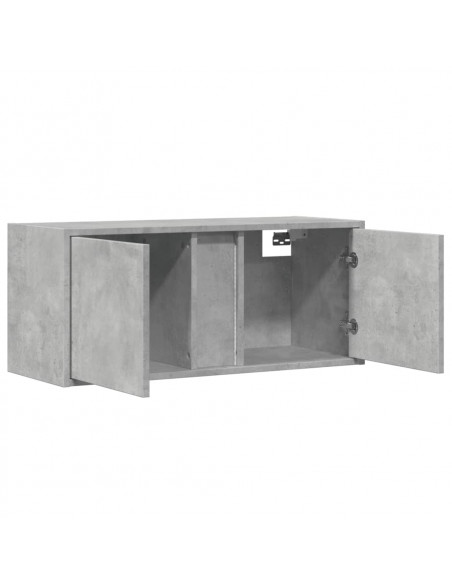 Mobile TV a Parete con Luci LED Grigio Cemento 80x31x35 cm