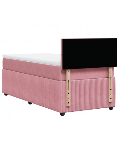 Giroletto a Molle con Materasso Rosa 80x200 cm in Velluto